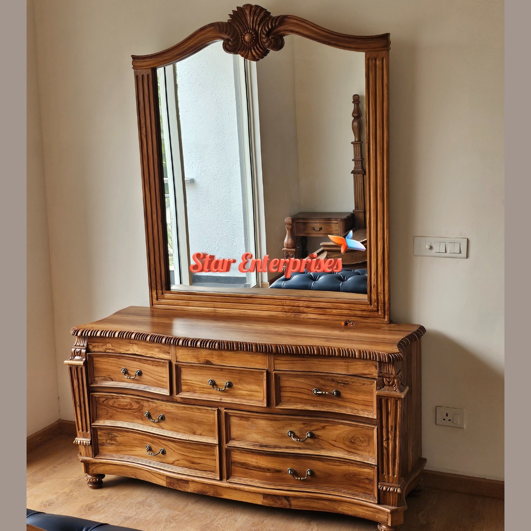 Star Enterprises Premium Teak Wood Dressing Table DRSR-068 - Image 2