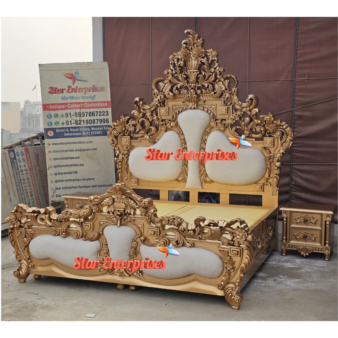 Star Enterprises Teak Wood Royal Maharaja Bed BD-0159 - Image 3
