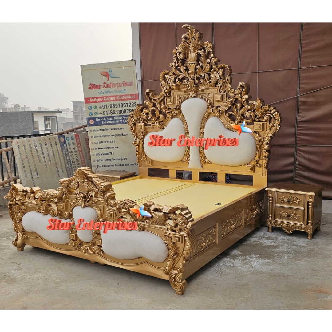 Star Enterprises Teak Wood Royal Maharaja Bed BD-0159 - Image 5
