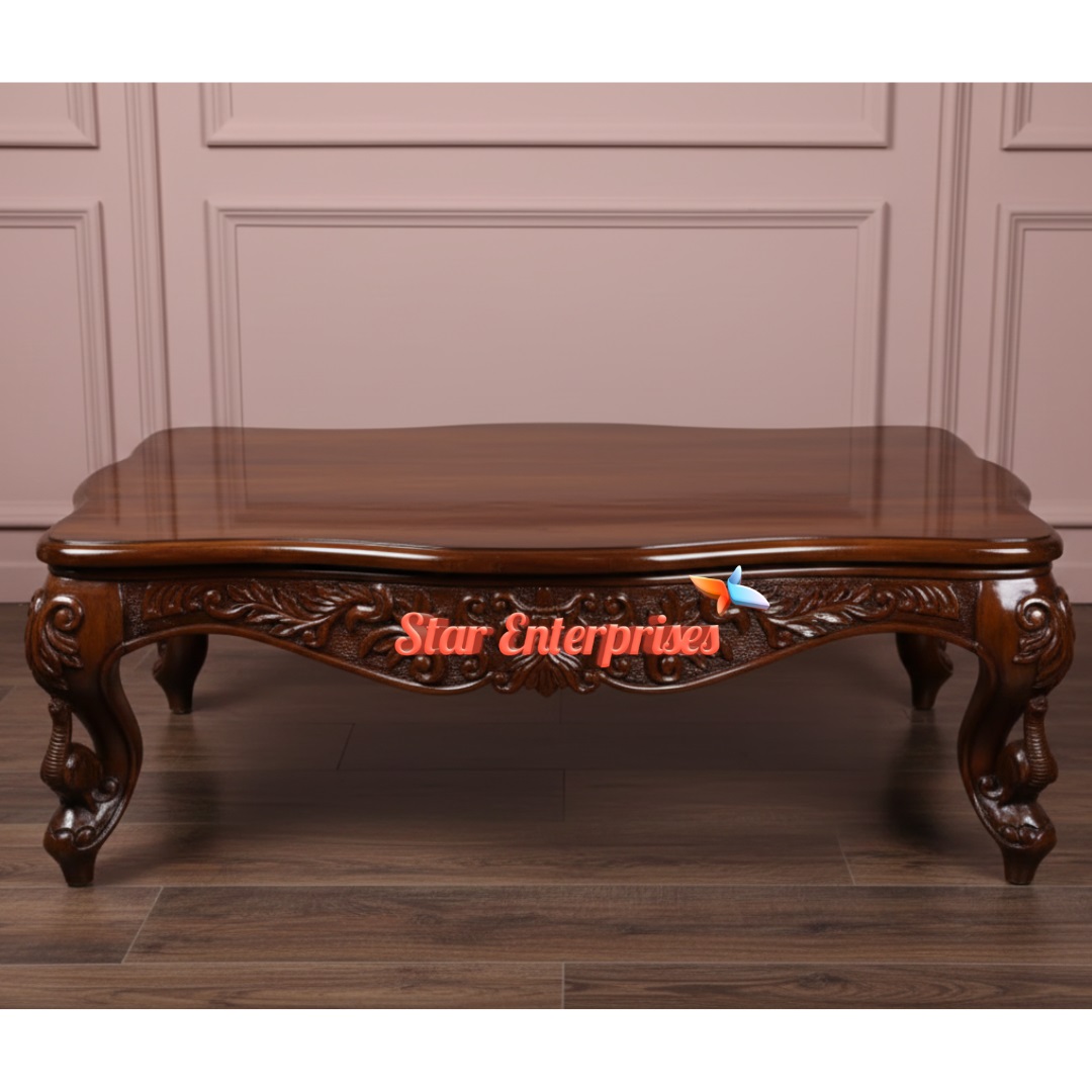 Star Enterprises Wooden Antique Carved Center Table TBL-078 - Image 3