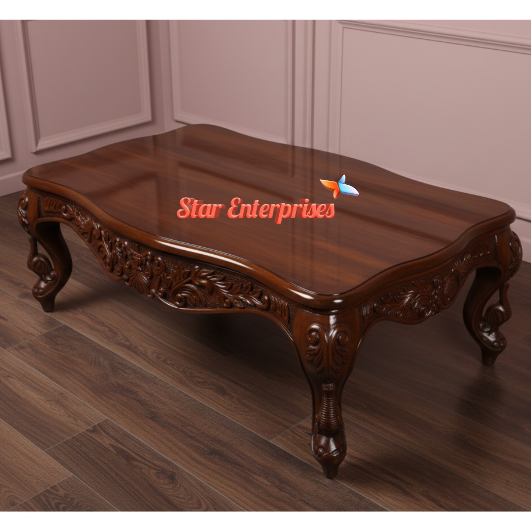 Star Enterprises Wooden Antique Carved Center Table TBL-078 - Image 2