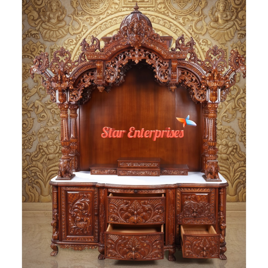 Star Enterprises Wooden Handcrafted Home Mandir Design TMP-050 - Image 2