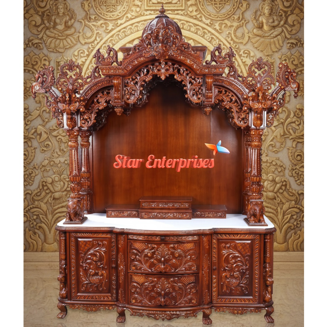 Wooden Handcrafted Home Mandir Design