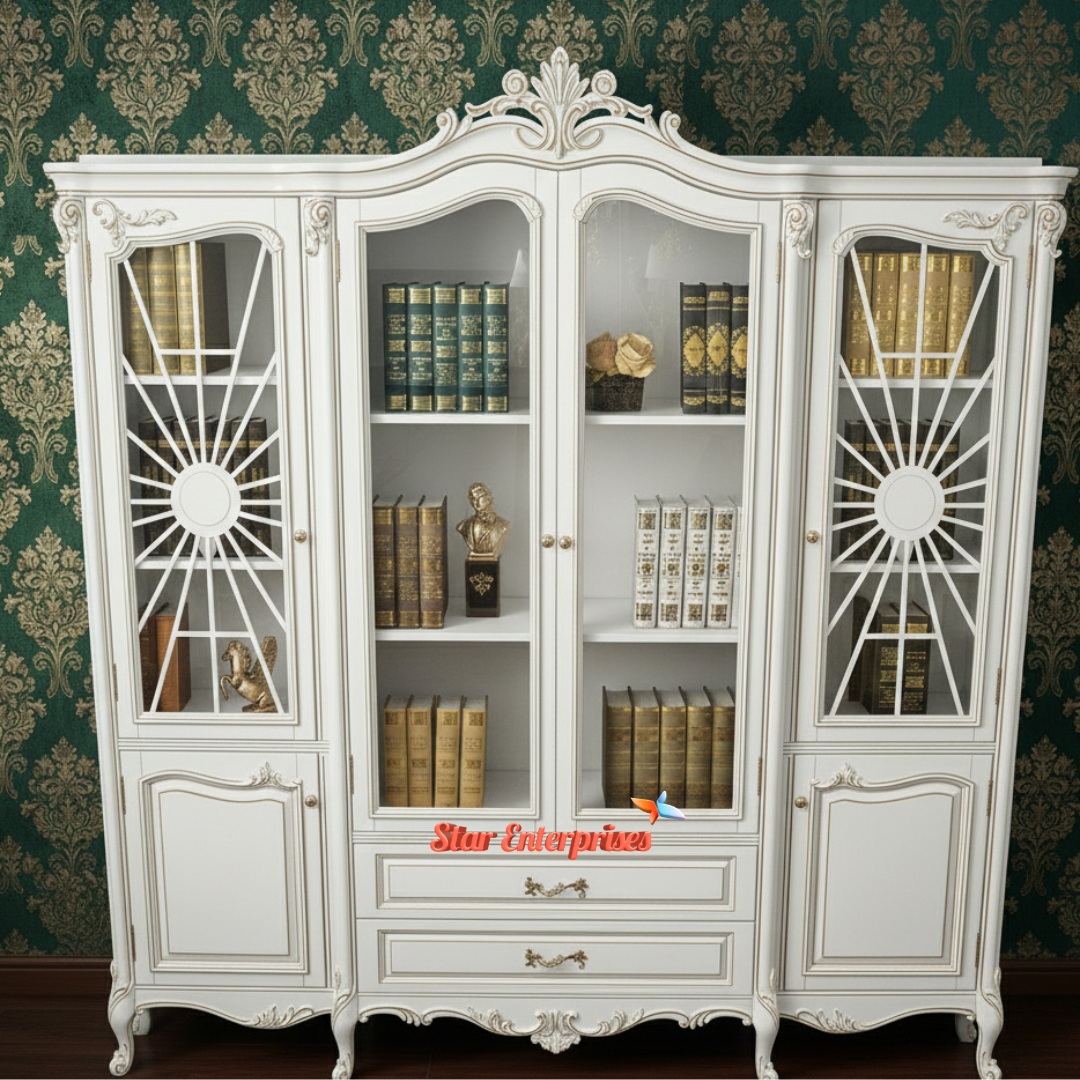 Star Enterprises Teak Wood Carved Luxury Bookshelf BSF-036 - Image 3