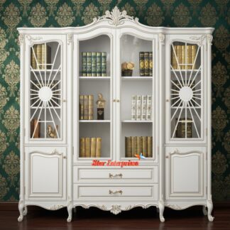 Teak Wood Carved Luxury Bookshelf