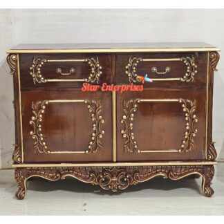 Wooden Antique Carved Side Cabinet (Chest of Drawers)