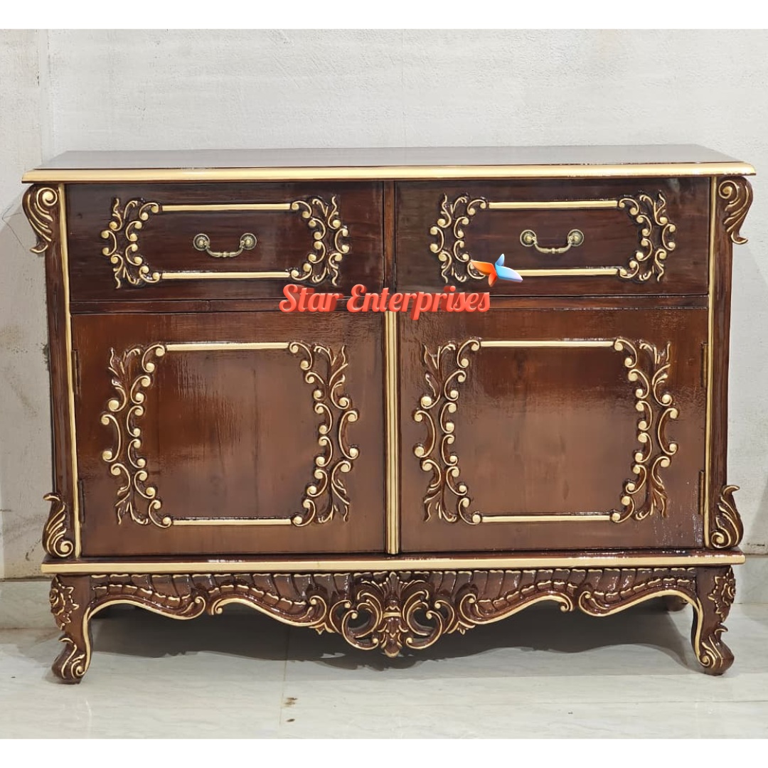 Wooden Antique Carved Side Cabinet (Chest of Drawers)