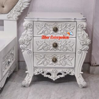 Wooden Multicoloured Hand-Carved Bedside Table