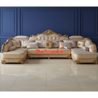 Wooden Classic L-Shape Sofa Set