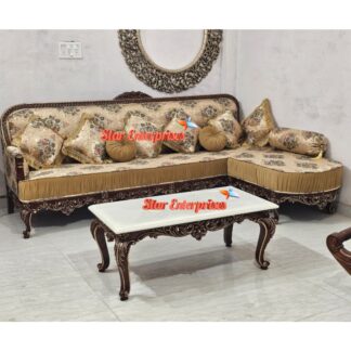 Wooden Classic Sleek Work L-Shape Sofa