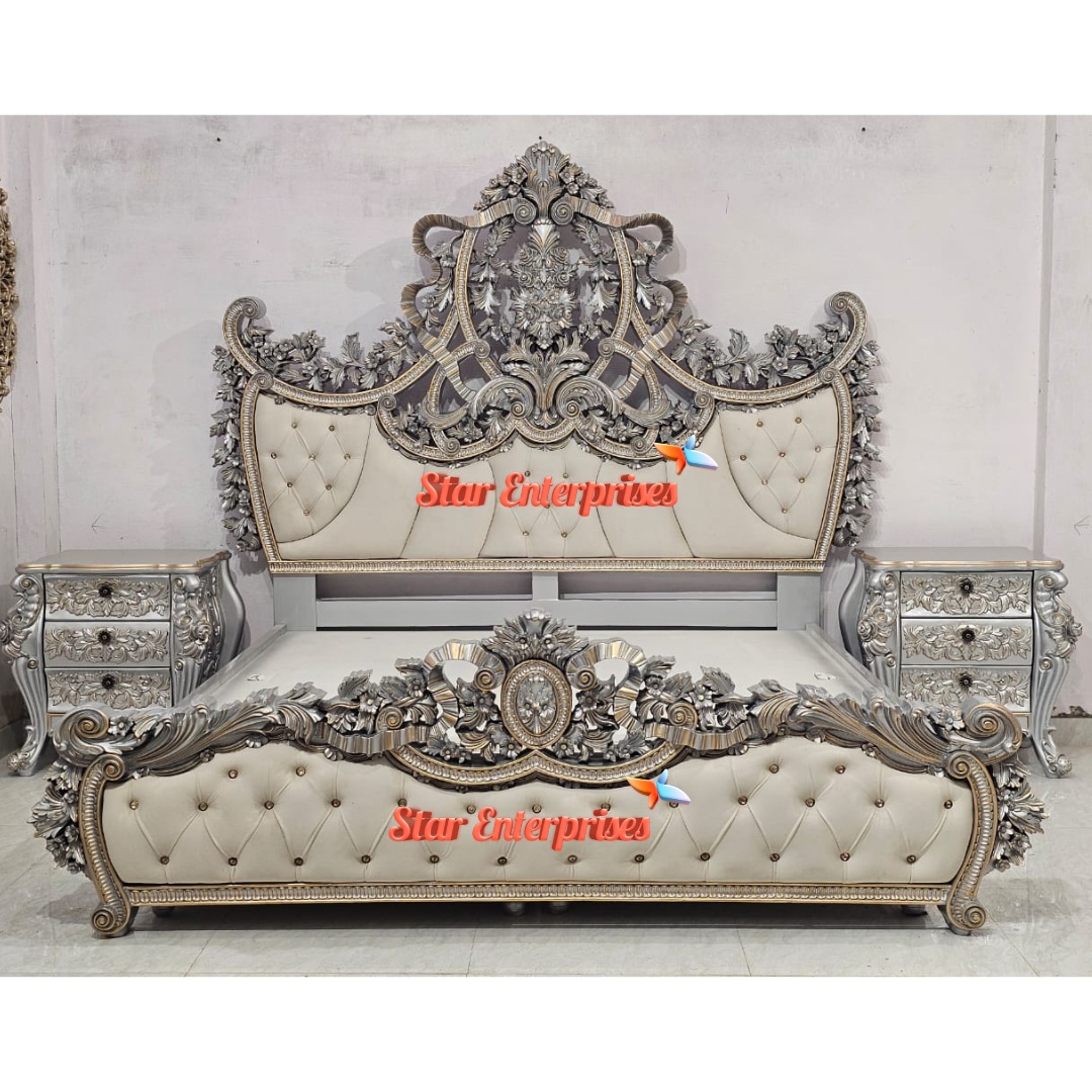 Star Enterprises Wooden Heavy Carved Maharaja Bed BD-0160 - Image 6