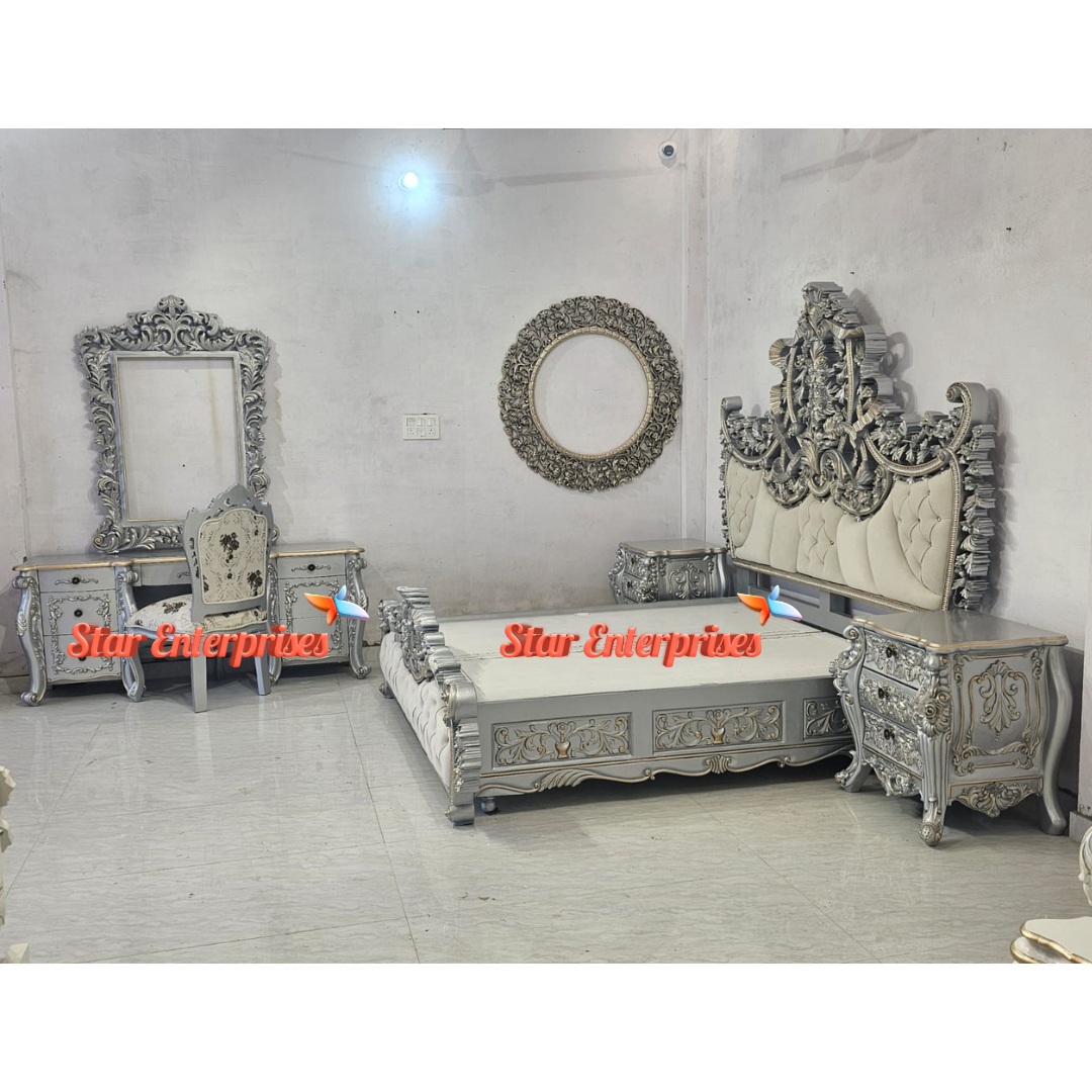 Star Enterprises Wooden Heavy Carved Maharaja Bed BD-0160 - Image 2
