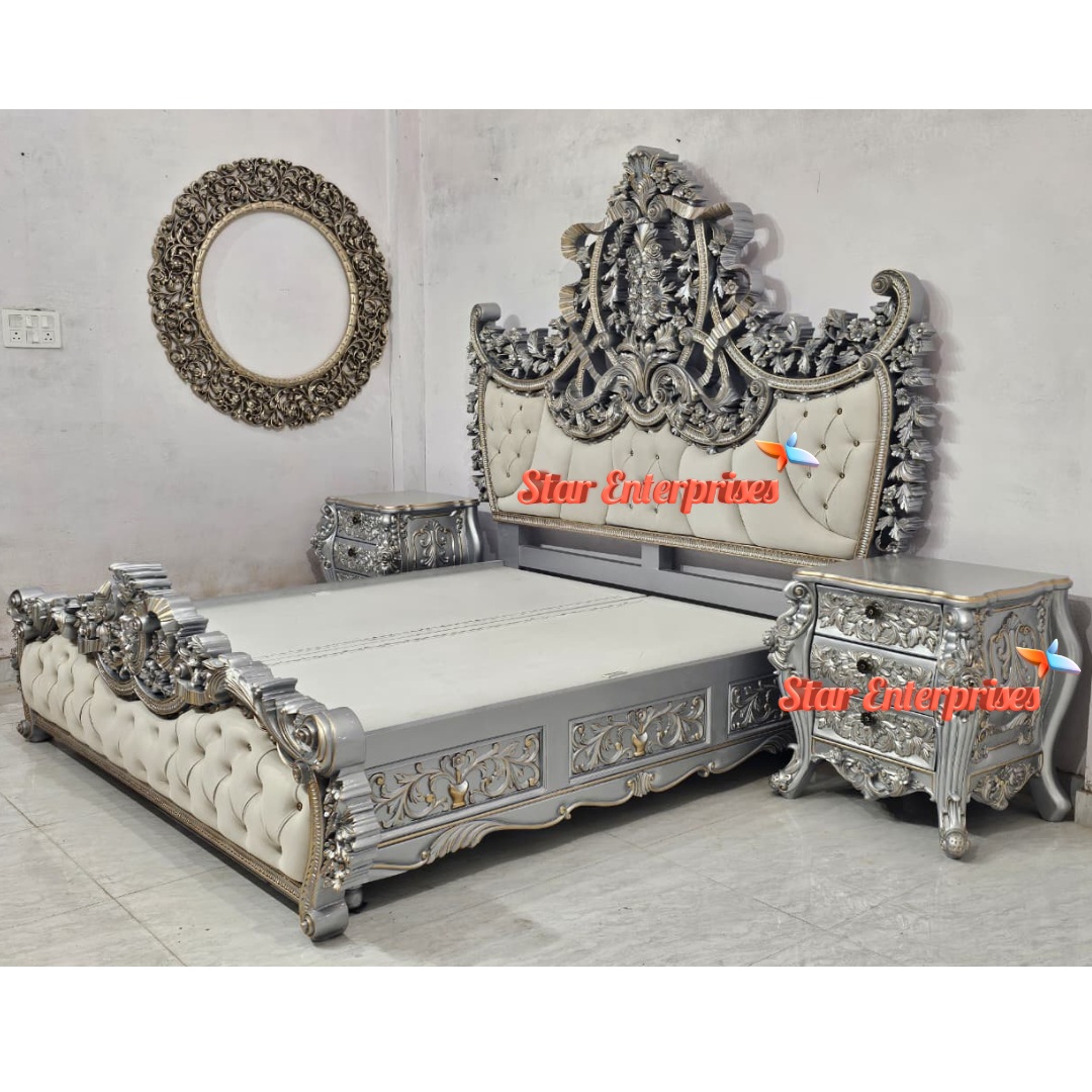 Star Enterprises Wooden Heavy Carved Maharaja Bed BD-0160 - Image 4