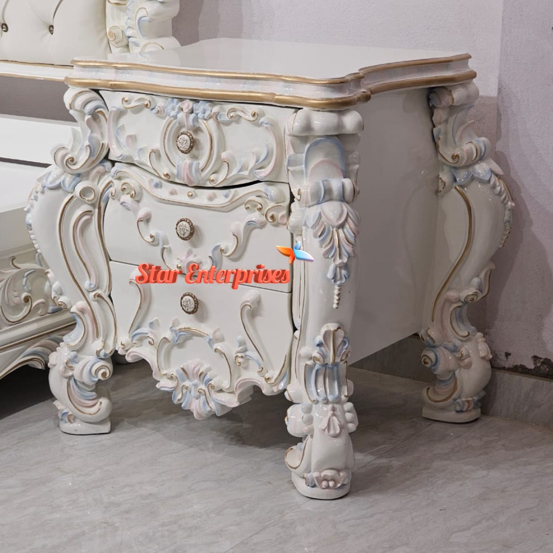 Star Enterprises Wooden Multicoloured Hand Carved Bedside Table BDSD-082 - Image 3