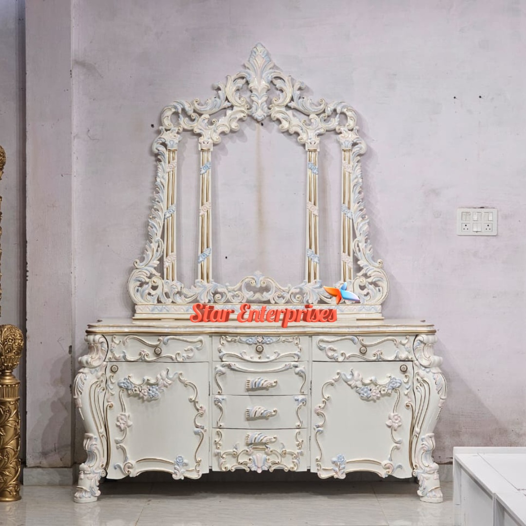 Star Enterprises Wooden Royal Hand Carved Dressing Table DRSR-073 - Image 4