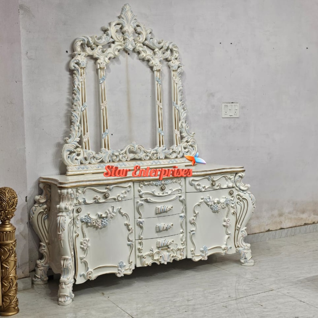 Star Enterprises Wooden Royal Hand Carved Dressing Table DRSR-073 - Image 7