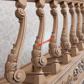 Teak Wood Hand Carved Staircase Pillars