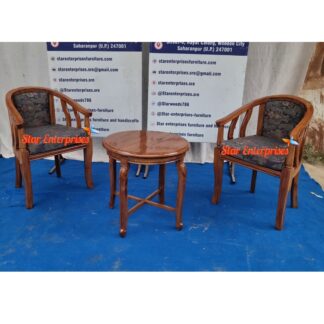 Wooden Coffee Table with Chairs
