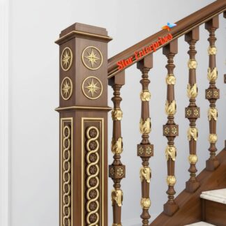 Wooden Handcrafted Staircase Railing Pillars