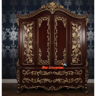 Wooden Heavy Carved Almirah Design