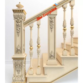 Wooden Luxury Carved Staircase Pillars