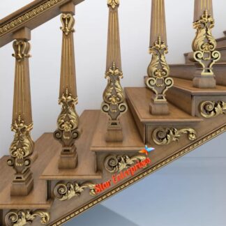 Wooden Luxury Carved Staircase Pillars