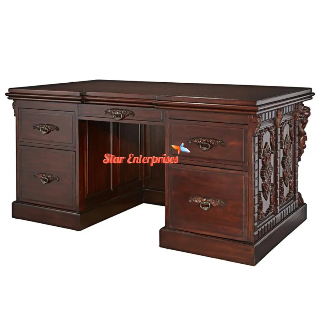 Star Enterprises Premium Heavy Carved Office Desk OFD-031 - Image 2