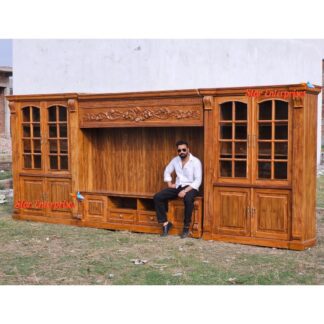 Star Enterprises Premium Teak Wood Grand Bookcase Storage Unit with TV Cabinet BSF-041