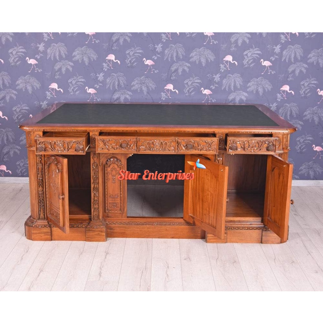 Star Enterprises Teak Wood Antique Office Table OFD-032 - Image 2