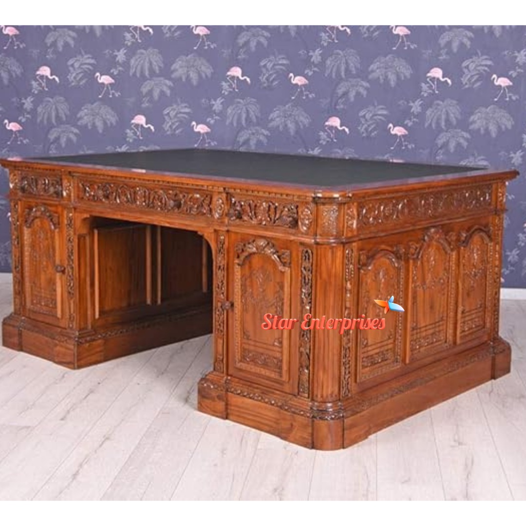 Star Enterprises Teak Wood Antique Office Table OFD-032 - Image 3