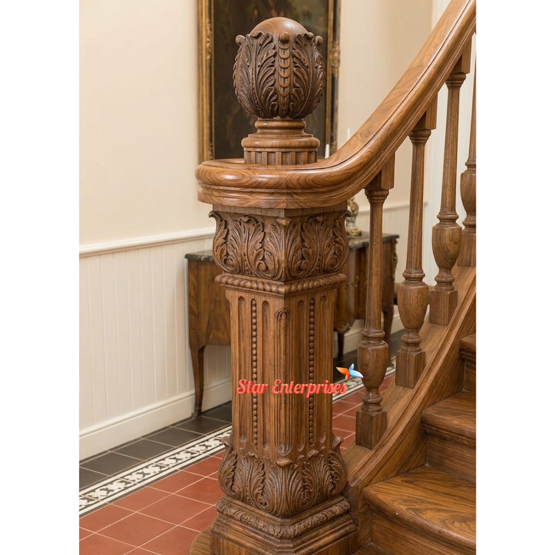 Star Enterprises Teak Wood Handcrafted Railing Pillars PIL-097 - Image 2