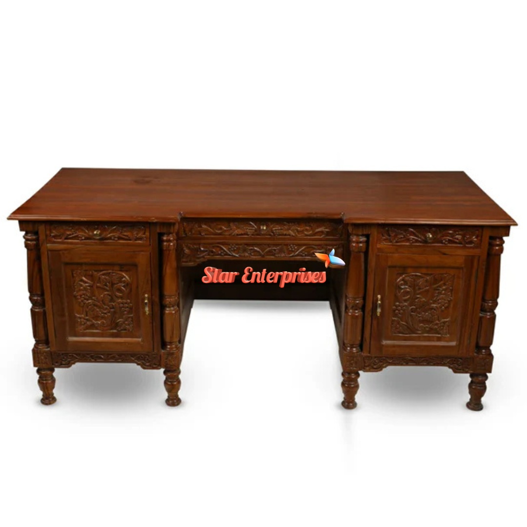 Star Enterprises Wooden Vintage Hand Carved Office Table OFD-034