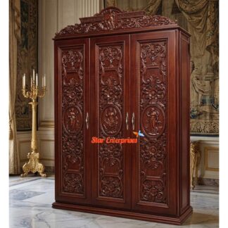 Star Enterprises Teak Wood Hand Carved Almirah Design ALM-069