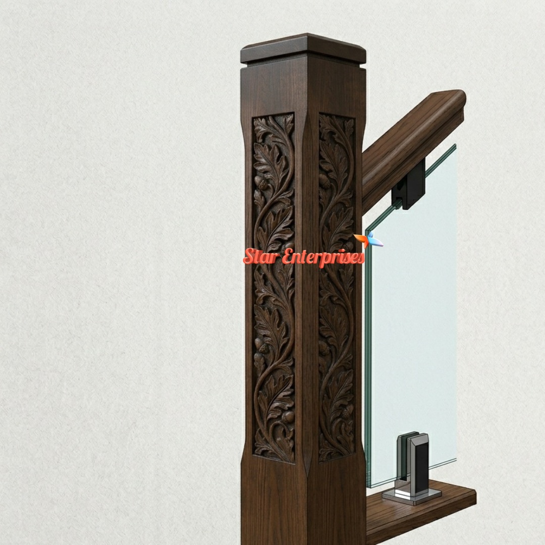 Star Enterprises Solid Teak Wood Handcrafted Railing Pillar PIL-0104 - Image 2