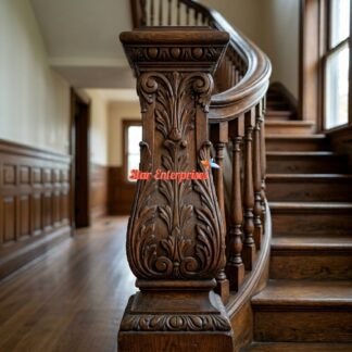 Star Enterprises Teak Wood Antique Carved Master Pillar PIL-0105
