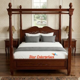 Star Enterprises Teak Wood Classic Four Poster Bed CNB-064