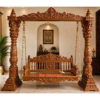 Star Enterprises Teak Wood Heavy Carved Indoor Swing SWG-065