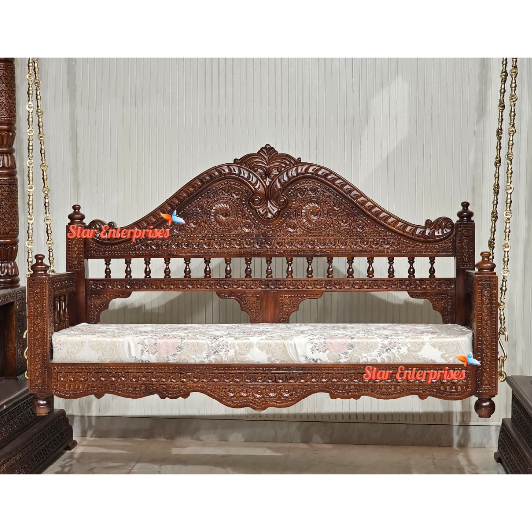 Star Enterprises Teak Wood Maharaja Indoor Swing SWG-067 - Image 3
