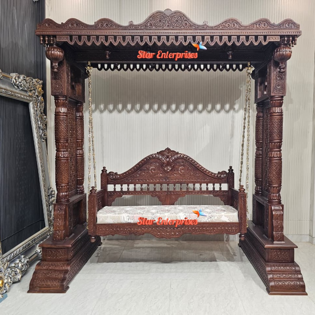 Star Enterprises Teak Wood Maharaja Indoor Swing SWG-067 - Image 2