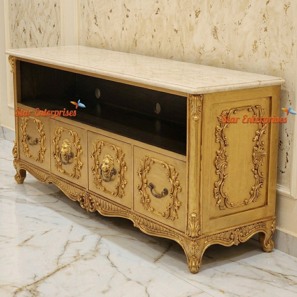 Star Enterprises Teak Wood Luxury TV Unit TVCB-062 - Image 2