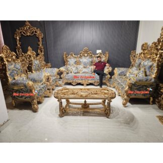 Teak Wood Heavy Carved Maharaja Sofa Set SOFA-0138