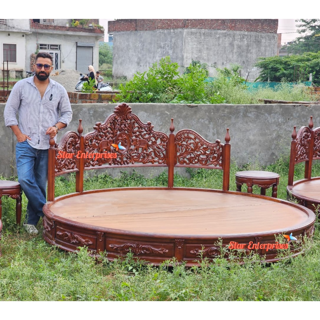 Classical Carved Round Bed RBD-028 - Image 7