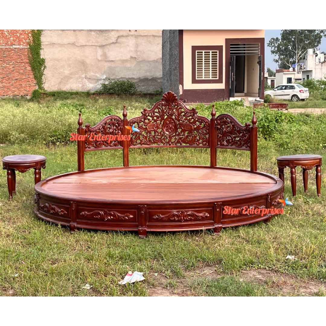 Classical Carved Round Bed RBD-028 - Image 4