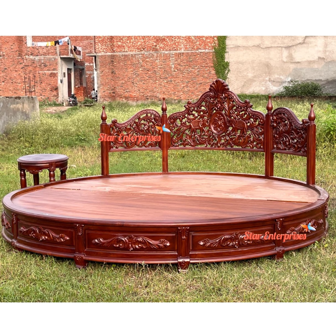 Classical Carved Round Bed RBD-028 - Image 5