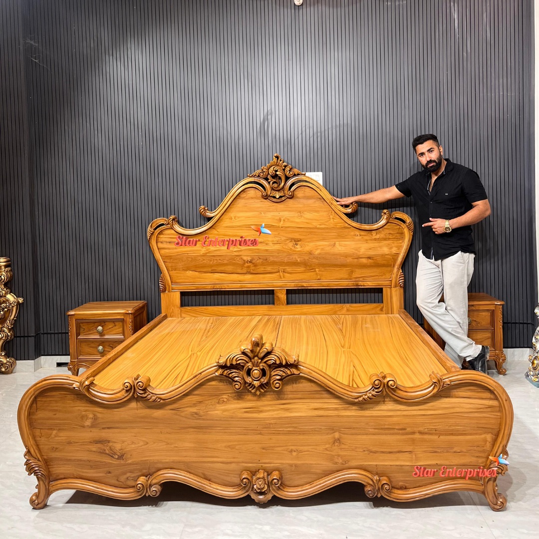 Premium Teak Wood Classic Carved Bed BD-0171