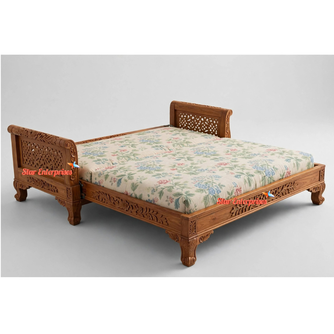 Classical Carved Sofa Cum Bed SCB-013 - Image 2