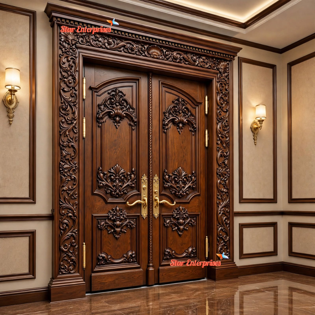 Majestic Handcrafted Wooden Entrance Door DR-090 - Image 3