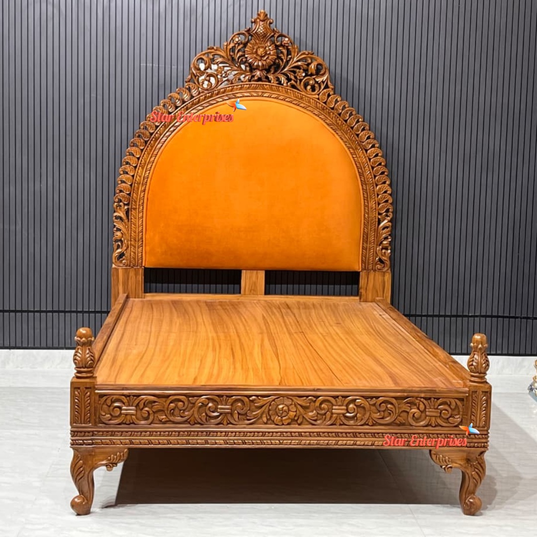 Teak Wood Handcrafted Queen Size Bed BD-0175 - Image 3
