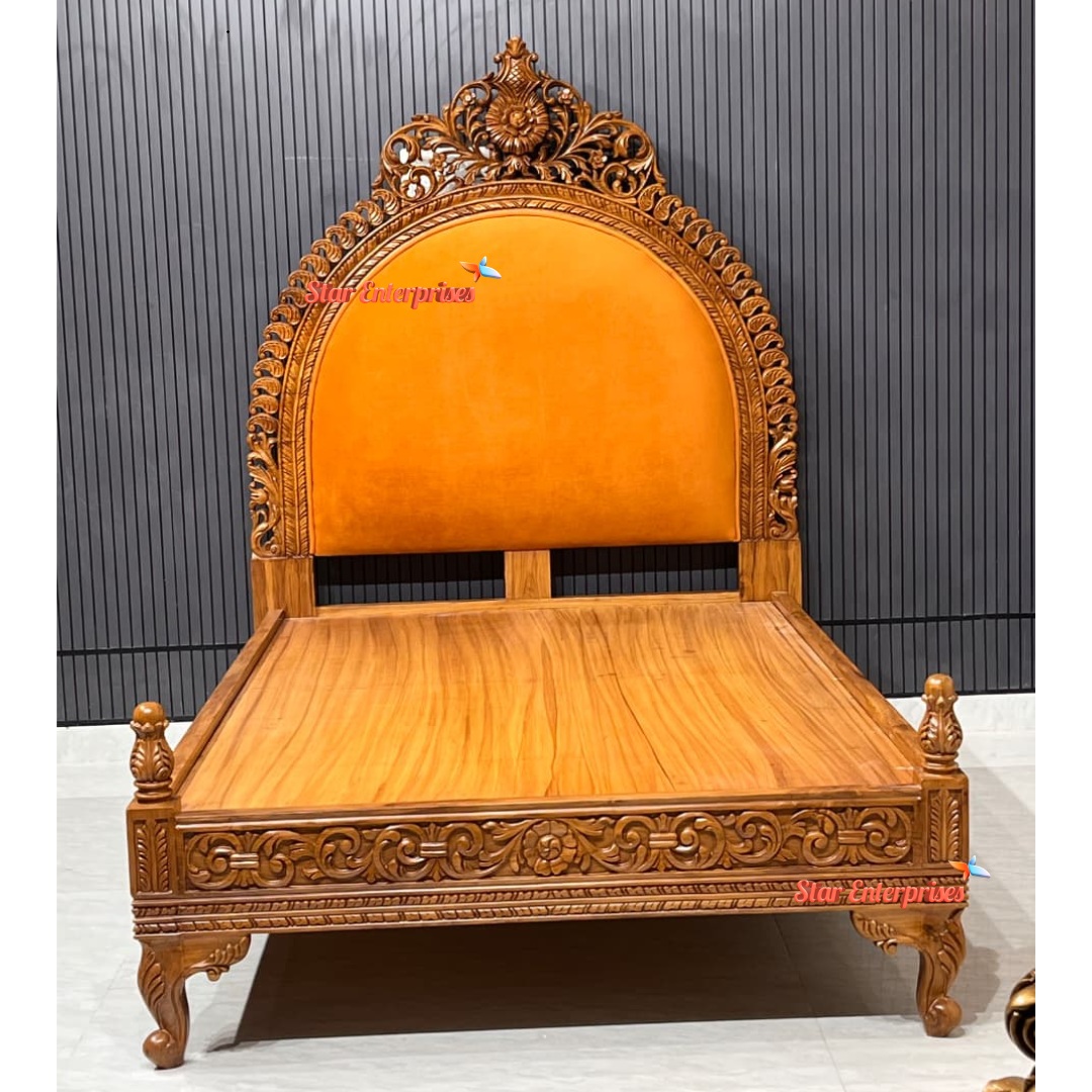 Teak Wood Handcrafted Queen Size Bed BD-0175