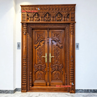 Traditional Hand-Carved Wooden Door DR-091